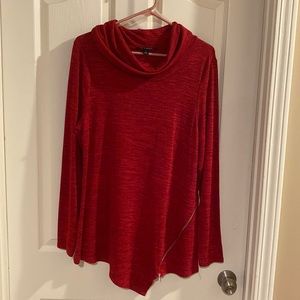 Zac and Rachel Red top cowl neck. Large 68% rayon 28% polyester 4% spandex